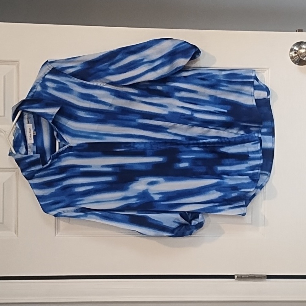 Calvin Klein Blue and White Shirt
